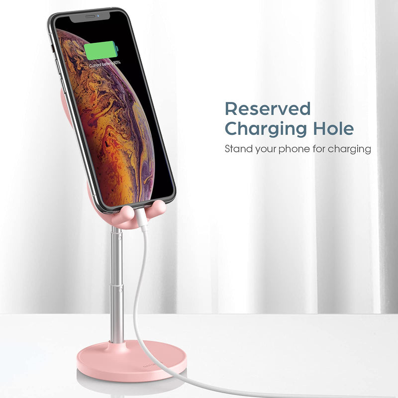 [Australia - AusPower] - Cell Phone Stand,Angle Height Adjustable Nediea Cell Phone Stand for Desk,Cute Rabbit Phone Holder Stand for Desk, Compatible with All Mobile Phones,iPhone,Samsung,Pixel,iPad,Tablet(4-10in) (Pink) Pink 