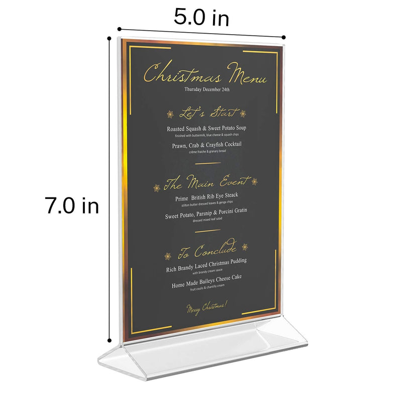 [Australia - AusPower] - MaxGear Acrylic Sign Holder-5 X 7 inches Clear Sign Holder-Table Card Display-Table Menu Sign Holder Plastic Display Stand - Double Sided Ad Picture Frame for Office, Home, Store, Restaurant 
