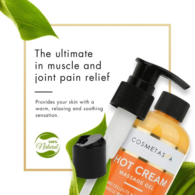 [Australia - AusPower] - Cosmetasa Hot Cream Massage Gel with Massager Mitt- Natural and 87% Organic Cellulite Cream - Multi Use, Skin Toning Cream, assists in Pain Relief for Joints and Muscle Sores - 8.8 Oz 8.8 Ounce (Pack of 1) 