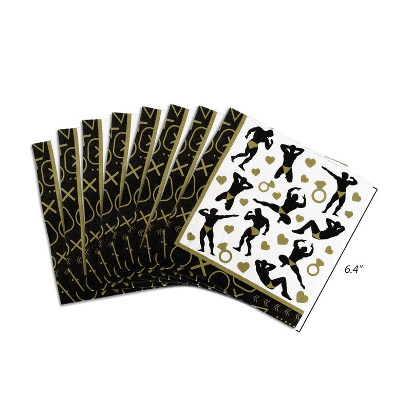[Australia - AusPower] - WERNNSAI Male Dancers Bachelorette Party Supplies - 50PCS Disposable Luncheon Dinner Napkins Coffee and Black Paper Napkins for Hen Party Bridal Shower Girls Night Out 