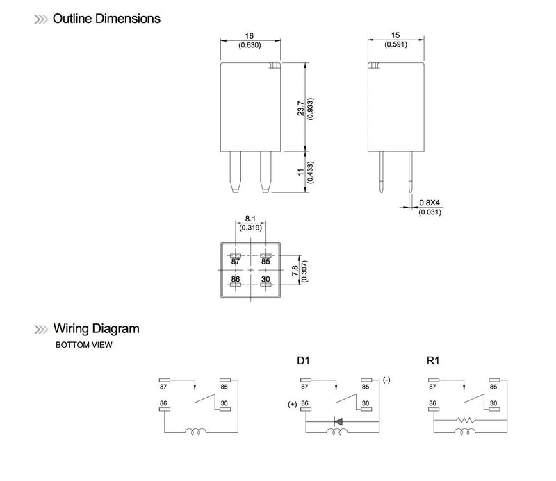 [Australia - AusPower] - Song Chuan General Purpose Relays 303-1AH-C-R1-U01-12VDC ( Pack of 2) SPNO 20A 12VDC 