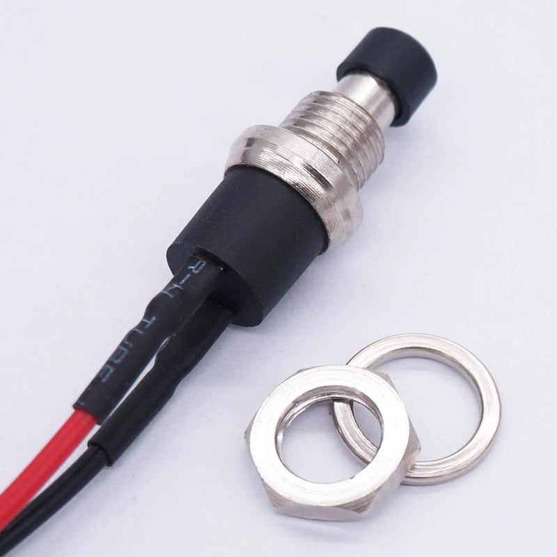 [Australia - AusPower] - Twidec/4Pcs Latching Push Button Switch 3A 250V AC 2 Pins Self-Locking SPST ON/Off Black Mini Switch Pre-soldered Wires L-PBS-110-XBK 
