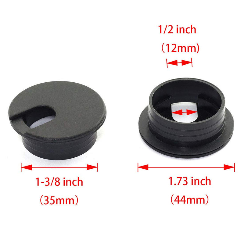 [Australia - AusPower] - HJ Garden 2pcs 1-3/8 inch Desk Wire Cord Cable Grommets Hole Cover for Office PC Desk Cable Cord Organizer Plastic Cover Black 2 