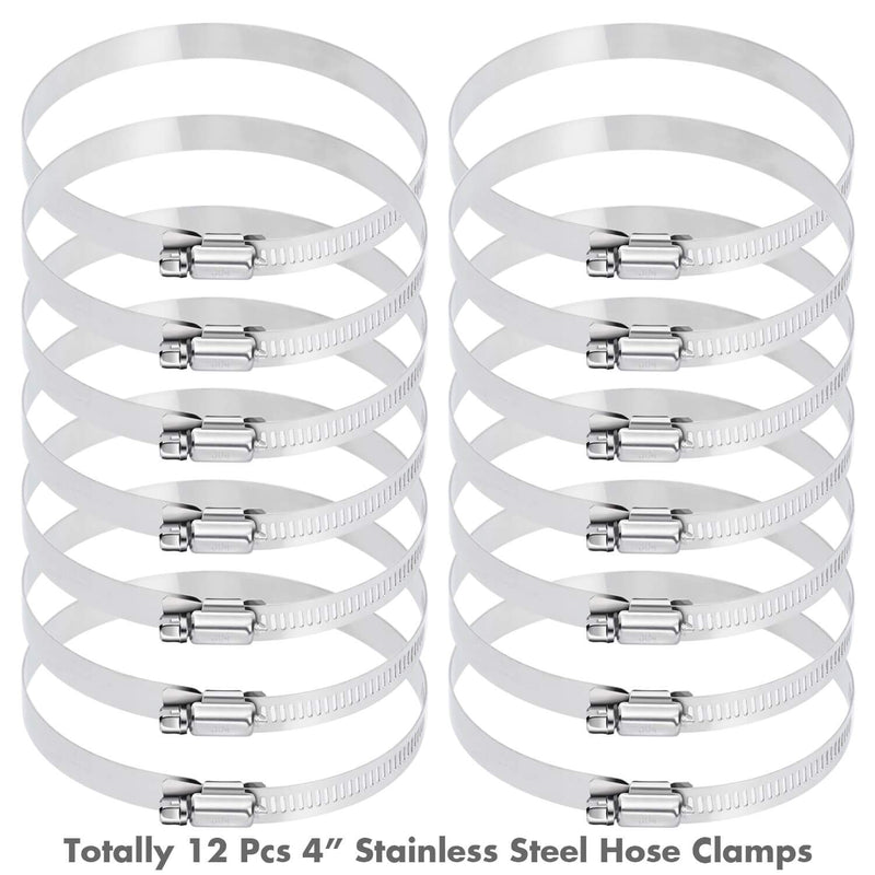 [Australia - AusPower] - Selizo 12Pcs Hose Clamps, 4 Inch Hose Clamp 304 Stainless Steel Hose Clamps Duct Clamp Worm Gear Adjustable 91-114mm Hose Clamp, Fuel Line Clamp for Plumbing, Automotive and Mechanical Applications 4 Inches 