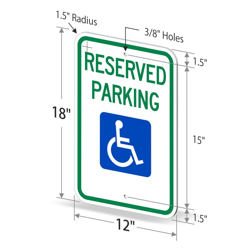 [Australia - AusPower] - SmartSign - T1-1001-EG_12x18 Reserved Parking Federal Handicap Parking Sign By | 12" x 18" 3M Engineer Grade Reflective Aluminum 12" x 18" 3M EG Reflective Aluminum 