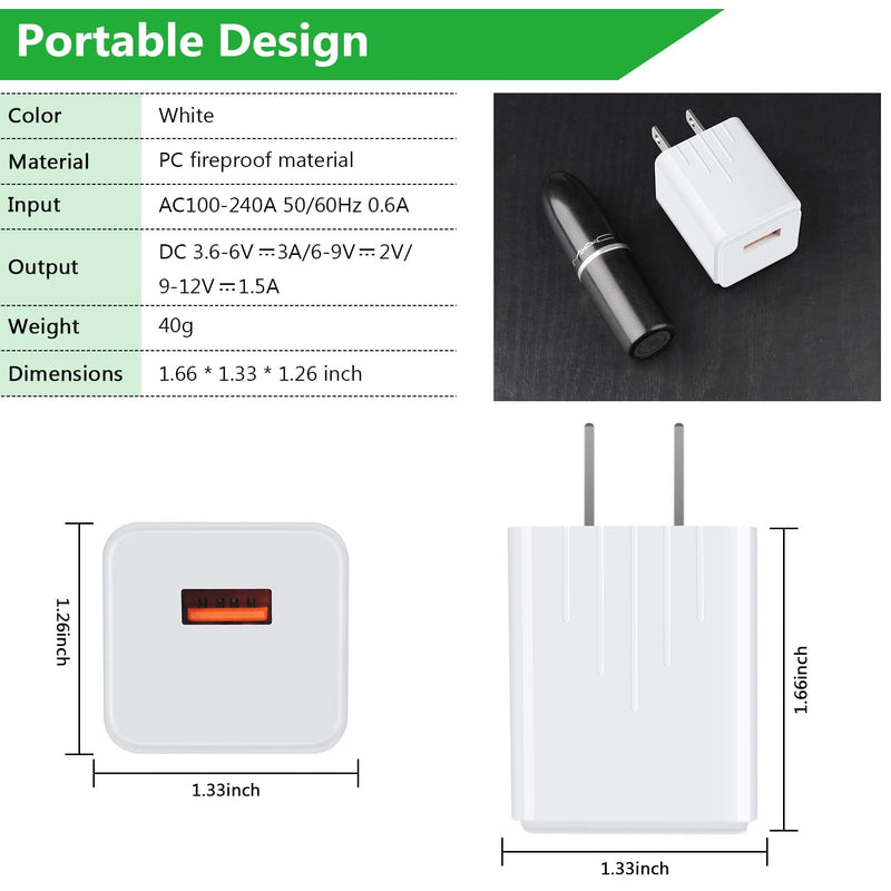 [Australia - AusPower] - 18W 3A Quick Charge 3.0 USB Wall Charger Fast Charging Adapter 3Pack for Samsung Galaxy S22/S21/S21 Ultra/S21 Plus/S20 FE Note 20 Ultra A13 A02S A12 A32 A42 A11 A21 A51 A71 A10E S10 S9 S8 S7 Edge S6 White 