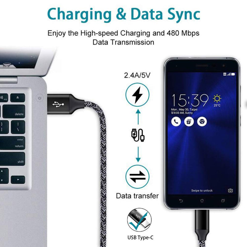 [Australia - AusPower] - Quick Charge 3.0 Fast Charging Block Compatible Samsung Galaxy S22 S21 S20 A11 A71 A51 A20 A21 A01 S10e A10e A70 Note 20,Moto G Power G Stylus G Fast G7 G8 Plus Play Z4 Z3 X4,Wall Charger Type C Cable Black 