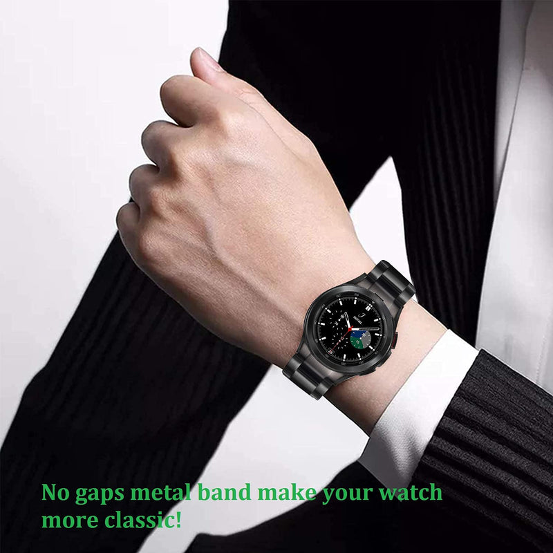 [Australia - AusPower] - OTOPO No Gaps Metal Bands Compatible Samsung Galaxy Watch 4 Classic 46mm Band, Solid Stainless Steel Bracelet Business Replacement Strap Special Design for Samsung Galaxy Watch4 Classic 46mm Black 