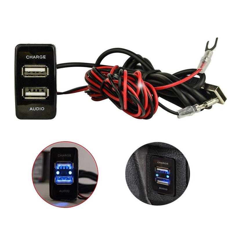 [Australia - AusPower] - Dual Port USB Car Charger with Audio Socket USB Charging for Digital Cameras/Mobile Devices for Toyota 