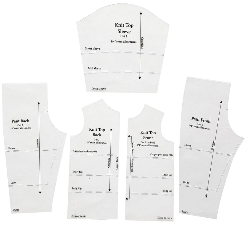 [Australia - AusPower] - YICBOR Quilting Rulers and Templates, Quick-Trace Doll Fashions Templates Wardrobe Basic Using Five Durable Plastic Template Patterns(1Set=5pcs) 