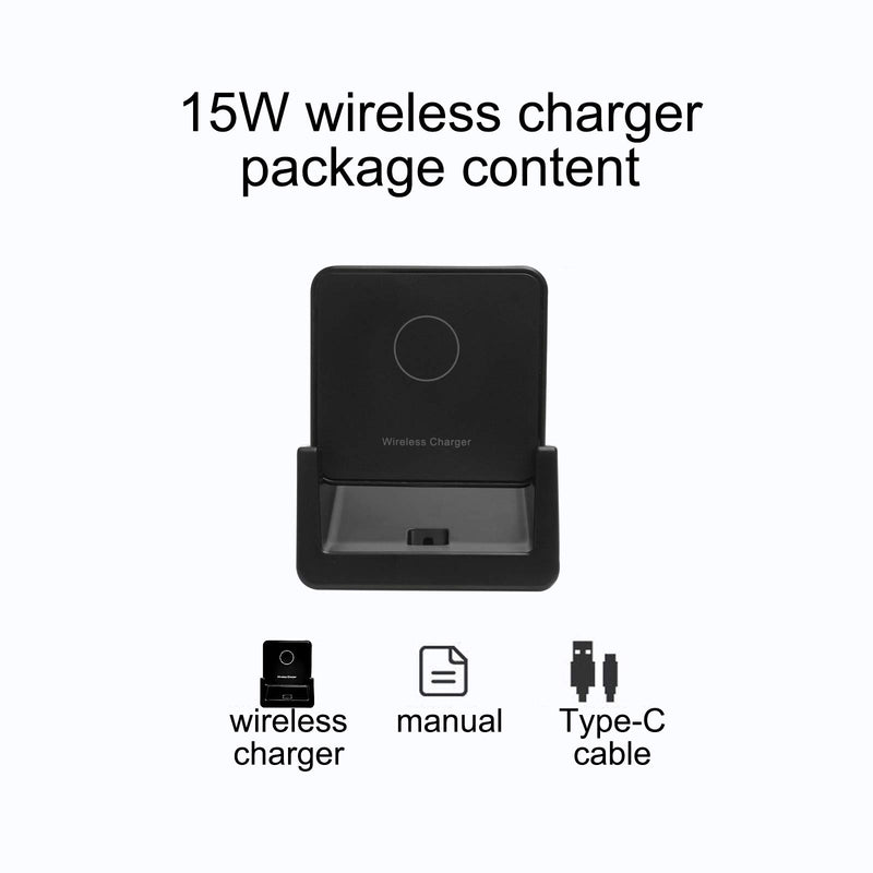[Australia - AusPower] - Mobix 15w Wireless Phone Charging Stand, Quick Wireless Phone Charger, USB 3.1 Interface, 15w,10w,7.5w,5w, QI Standard Quick Charger Dock for Mobile Phone, Black 