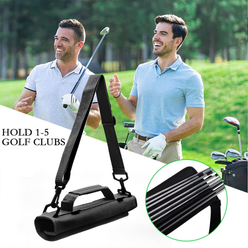 [Australia - AusPower] - Mini Golf Club Bag Lightweight Shoulder Carrier Driving Range Practice Pack Portable Course Training Travel Case Foldable Sunday Bag Holding 3-5 Golf Clubs for Men Women Golfer Black 