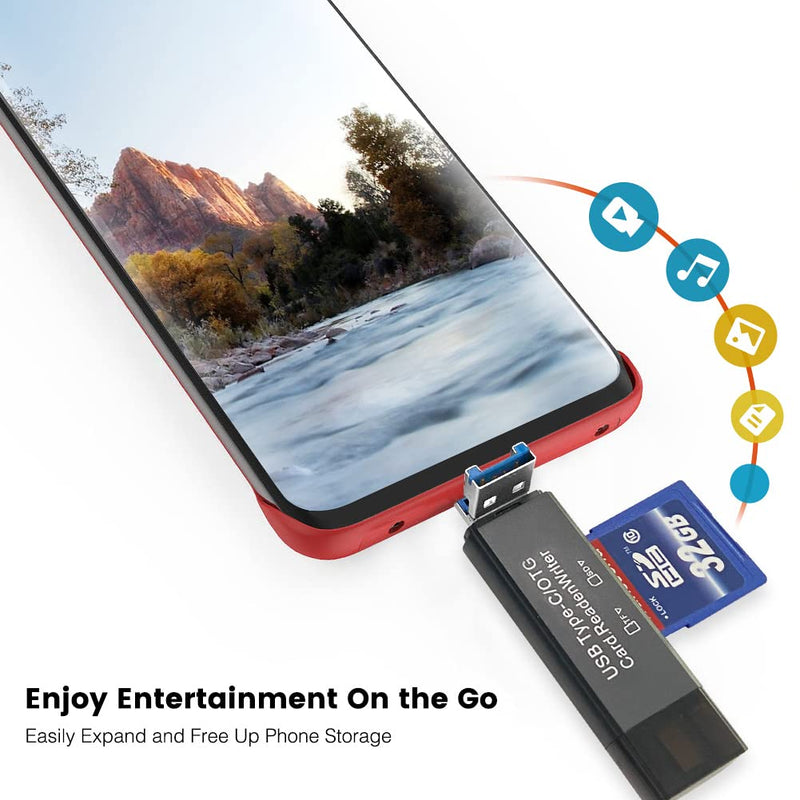 [Australia - AusPower] - SD/Micro SD Memory Card Reader, BorlterClamp USB C SD/TF Card Reader Micro-USB OTG Card Reader Compatible with PC, Laptop, MacBook, Smartphone 