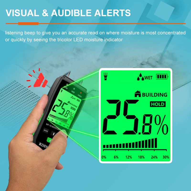 [Australia - AusPower] - Wood Moisture Meter, Firewood Moisture Tester, Drywall Moisture Detector Professional Moisture Content Meter Lumber Tobacco Logs Concrete Floors Carpet Ceiling Building Material Hardwood 