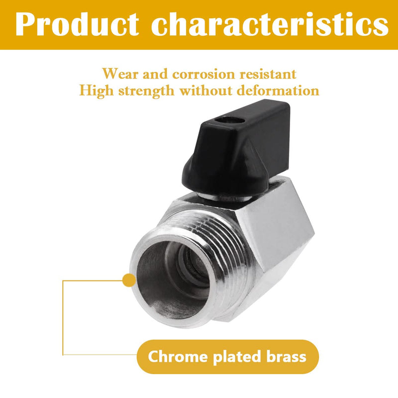 [Australia - AusPower] - Tnuocke 2pcs Mini Ball Valve 1/2" NPT Female x Male Thread,Heavy Duty Ball Valve Shut Off Switch with Polished Chrome Finish H-055-1/2NPT-1/2NPT 