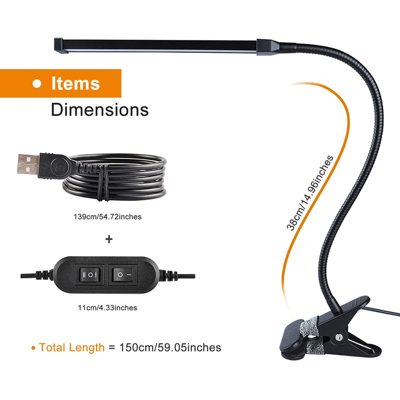[Australia - AusPower] - LEPOWER Led Clip on Light / Reading Light with Gooseneck 5W Piano Light Color Temperature Changeable Clip Light (Metal) Black 