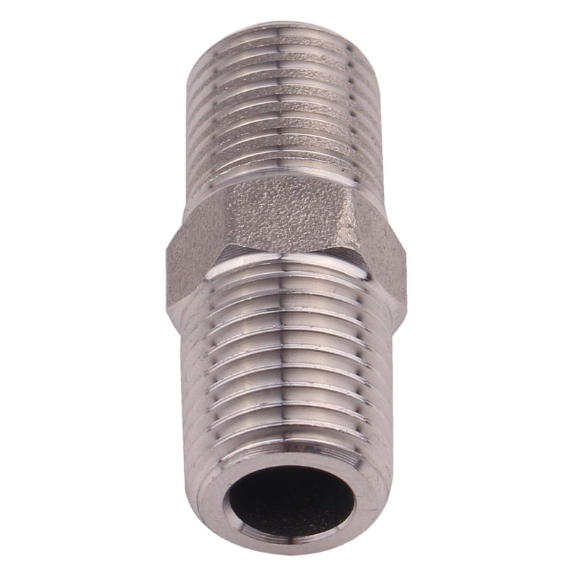 [Australia - AusPower] - Hex Nipple 1/4" Male NPT - DERNORD Stainless Steel 304 Threaded Pipe Fitting 1/4" for Brew Kit, Home Piping Application, Pack of 2 