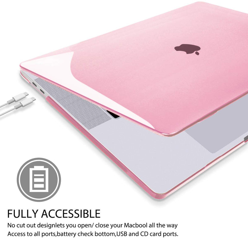 [Australia - AusPower] - Mektron Case for MacBook Pro 13 inch 2020 M1 A2338 A2289 A2251 with Touch Bar & Touch ID, Plastic Crystal Hard Shell Cover & Keyboard Skin & Screen Protector, Pink 