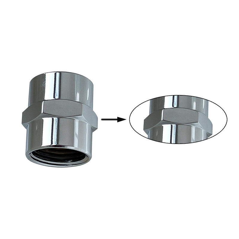 [Australia - AusPower] - Brass Pipe Fitting Coupling 1/2" x 1/2" NPT Female Chrome Finish for Home Plumbing Pipes (Chrome Plated 2 PACK) Chrome Plated 2 PACK 