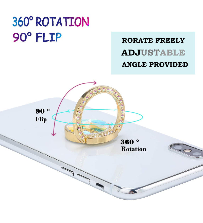 [Australia - AusPower] - Glitter Bling Bling Phone Ring Holder,Sparkle Phone Ring Artificial Diamond Kickstand,Rhinestone Cell Phone Finger Ring Grip for Girls Women for Almost All Phones,Pad(Gold) Gold B 