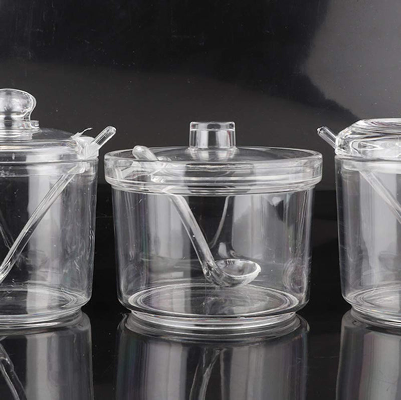 [Australia - AusPower] - Clean Acrylic Sugar Bowl Spice Jar Spice Storage Pot with Lid and Spoon 1pcs 