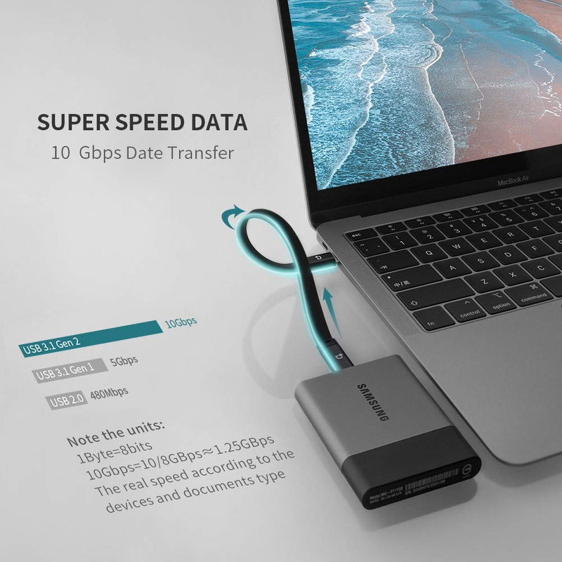 [Australia - AusPower] - USB C to USB C Cable (0.72ft), 3.1 Gen 2 10Gbps 100W 4K Video Data Transfer Charging Cable for Samsung Galaxy S8, S9, S10,T5 LaCie SSD, MacBook Pro, iPad Pro, and More 