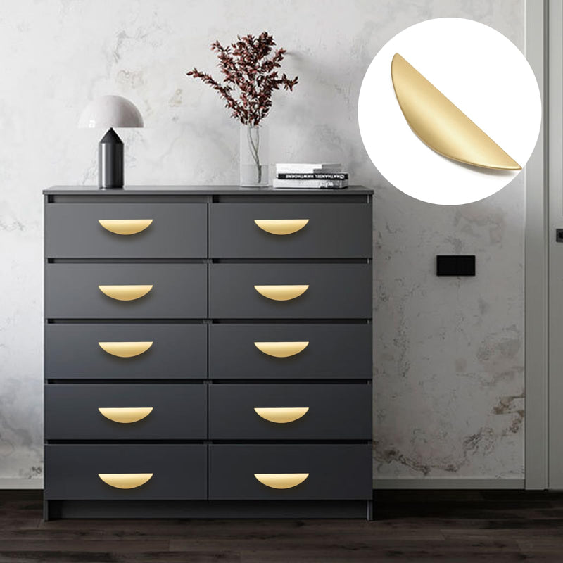 [Australia - AusPower] - Zorfeter Crescent Brushed Gold Cabinet Pulls, 2-1/2 Inch (64MM) Hole Centers Stylish Half Moon Drawer Pulls Semicircle Durable Kitchen Hardware for Cupboards, Drawers, Pack of 4 2-1/2 Inch Hole Centers 