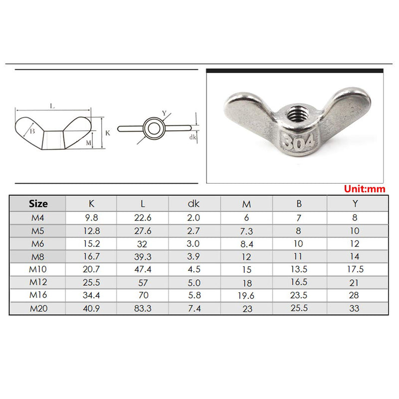 [Australia - AusPower] - 304 Stainless Steel Wing Nut Set M16 Butterfly Nut Hand Twist Fasteners Hardware 2PCS 