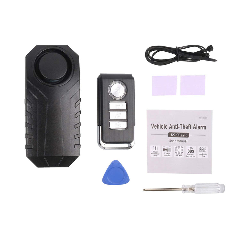 [Australia - AusPower] - Mengshen Bicycle Alarm, Wireless Anti-Theft Burglar Security Alarm for Bike Motorcycle Car Vehicles Door Window, 113db Super Loud and Waterproof (Remote Control Included) 