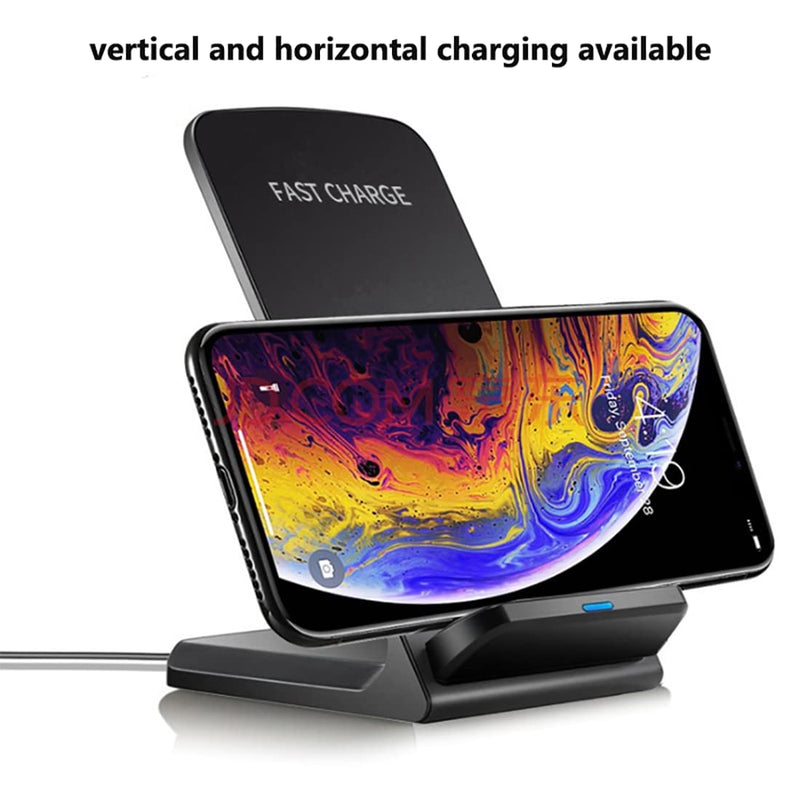 [Australia - AusPower] - Wireless Charger, 15W Qi Certified Wireless Charging Stand Compatible iPhone 13/12/SE 2020/11/XS Max/XR/X/8 Plus,Samsung Galaxy S21 S20 S10 S9 S8 Edge Note 20Ultra/10/9/8 and Qi-Enabled Phone Dark black 