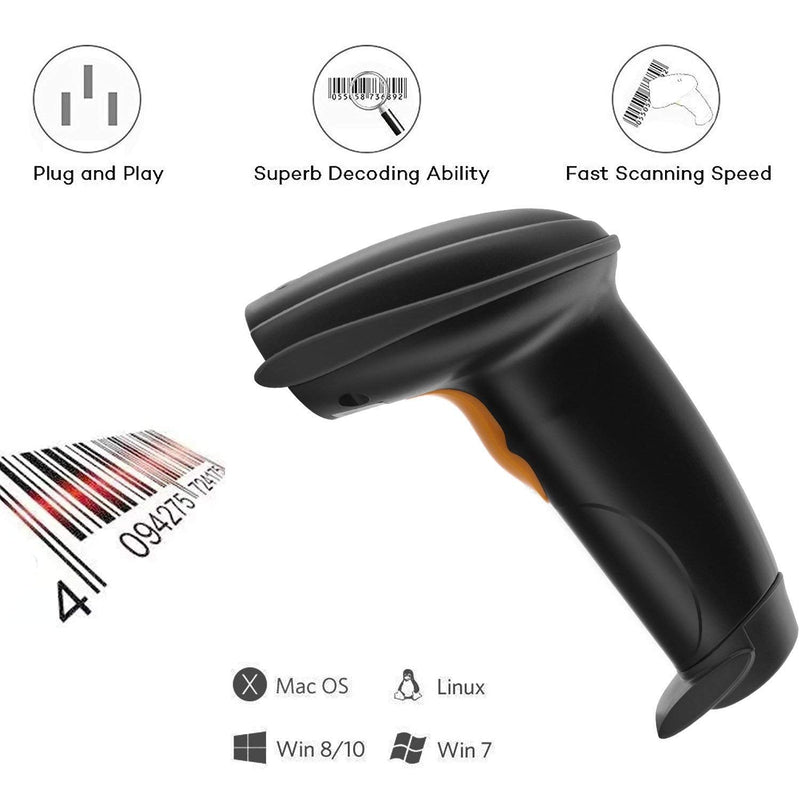 [Australia - AusPower] - 1D Wired Bar Code Scanners Readers for Computers, UNIDEEPLY USB Cable Laser Barcode Handheld, Hand Scanning Label UPC EAN Reader Gun Retails for Supermarket, Convenience Store, Warehouse, Black 
