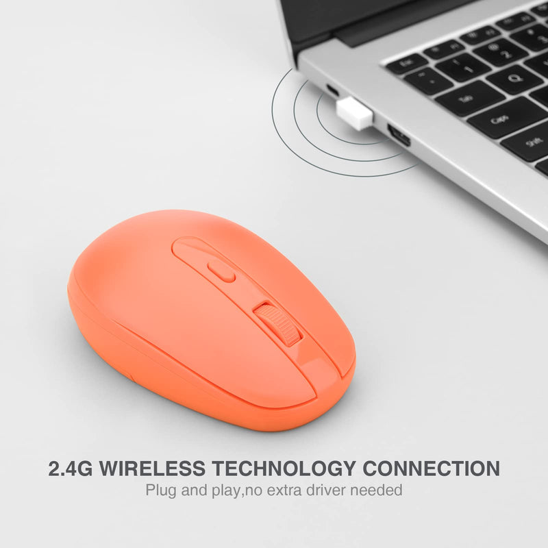 [Australia - AusPower] - Wireless Mouse ,Rii RM700 2.4G Silent Mouse with 3200 DPI ,Computer Mouse with USB Nano Receiver for Laptop,PC,Mac,Chromebook,Windows and School Work(Orange) Orange 