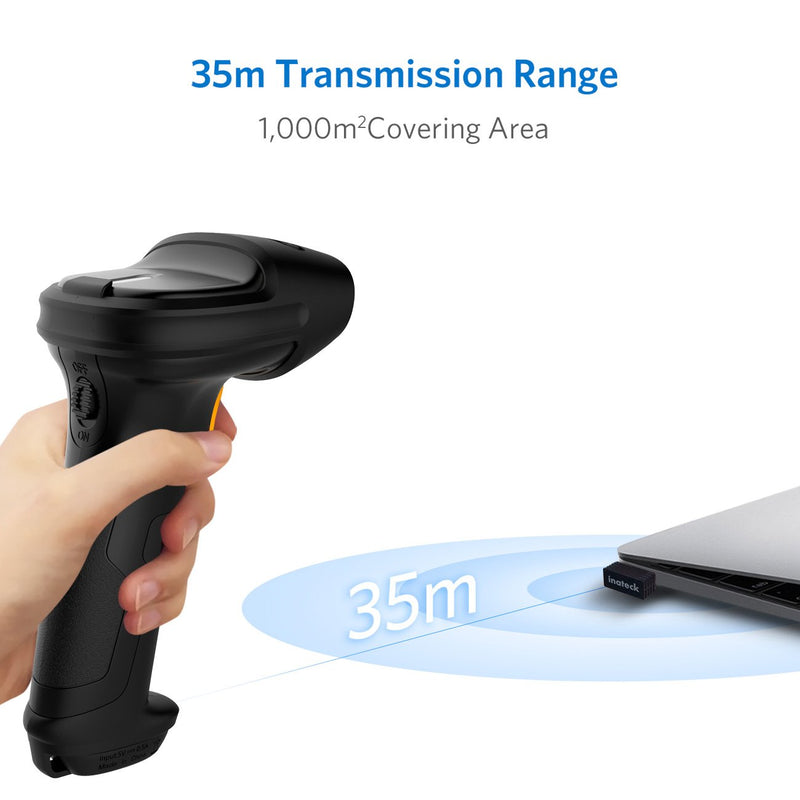 [Australia - AusPower] - Inateck Barcode Scanner, Wireless Scanner, 2600mAh Battery, 35M Range, Automatic Scanning, BCST-60 Black 