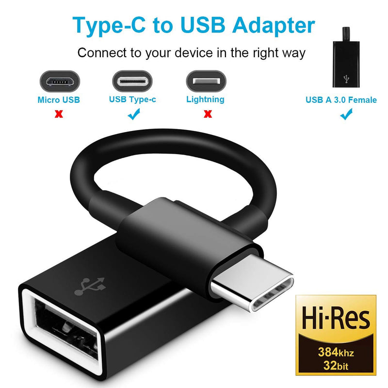 [Australia - AusPower] - 2 Pack USB C to USB 2.0 Adapter Type-C OTG Cable Type C Male to USB A Female Adapter Compatible with Pro/Air 2019 2018 2017, Galaxy S20 S20+ Ultra Note 10 S9 S8 (Black) Black 