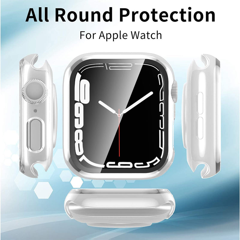 [Australia - AusPower] - [ 2 Pack ] YMHML Case Compatible for Apple Watch Series 7 41mm with Screen Protector, Hard PC Full Cover Tempered Glass Protector for Apple Watch Series 7 Accessories, Clear 