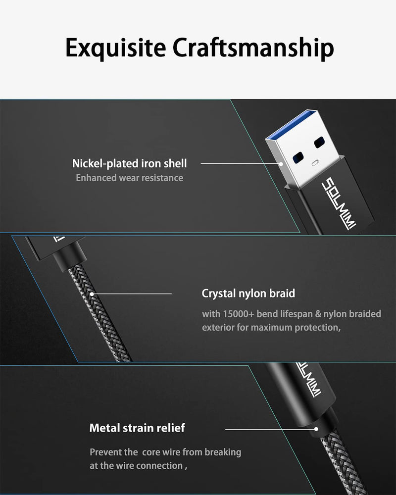 [Australia - AusPower] - USB C Female to USB Male Adapter 4FT, SOLMIMI Double-Sided Type C to USB 3.0 Male Adapter with 5Gbps High-Speed Data Transmission for Laptop, Charger, Power Bank, U Disk 120CM/4FT 