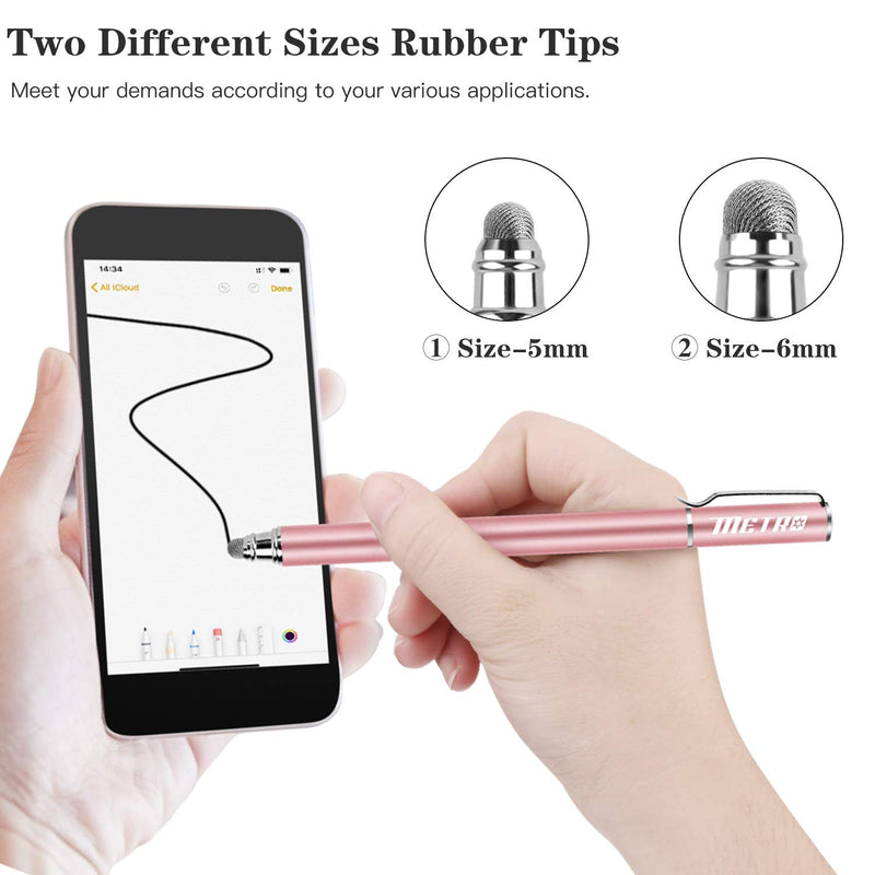 [Australia - AusPower] - METRO Universal Stylus Pens for Touch Screens - High Sensitivity Capacitive Stylus Fiber Tips 2 in 1 Touch Screen Pen with 8 Extra Replaceable Tips for iPad iPhone and All Other Tablets & Cell Phones 