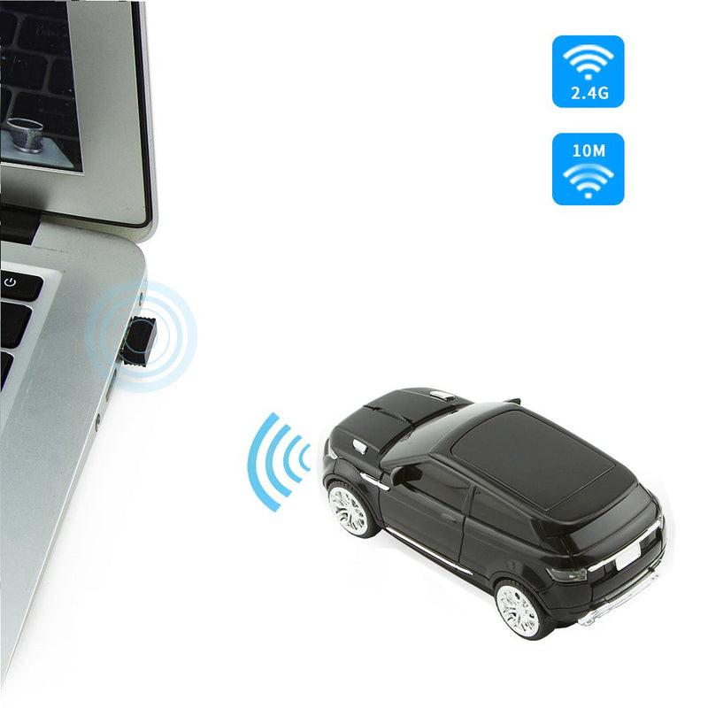 [Australia - AusPower] - 3C Light Car Mouse Wireless 2.4GHz Cool Sport SUV Car Shape Mouse Optical Mice 1600 DPI with USB Receiver Suitable for PC/Computer/Laptop (Black) 