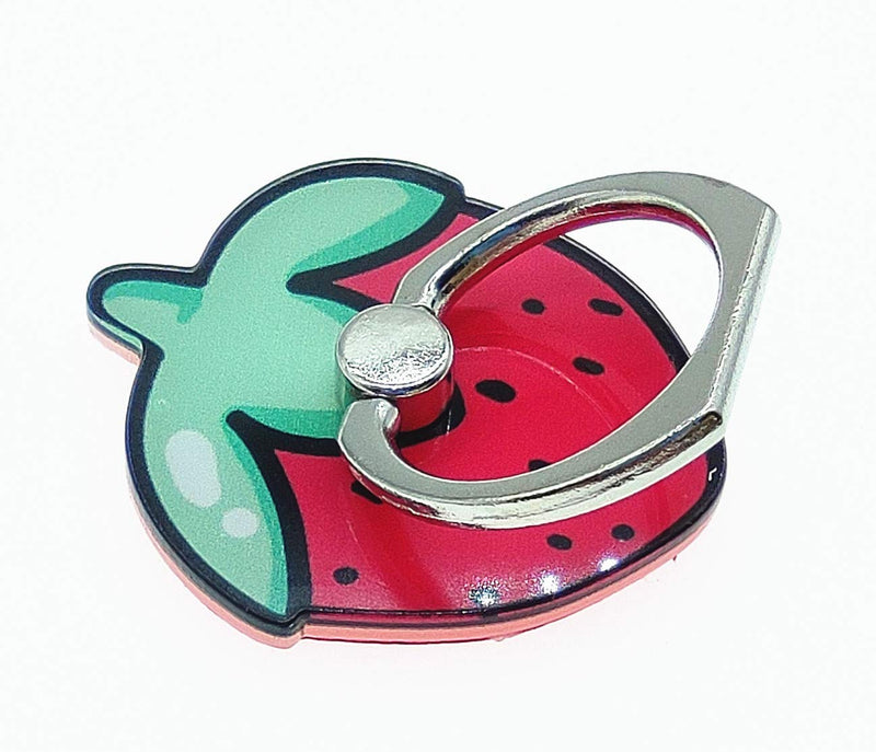 [Australia - AusPower] - Crystal Flower Fruit Shape Ring Stent 360°Rotation Finger Ring Grip Cell Phone Ring Holder Stand (Strawberry) Strawberry 