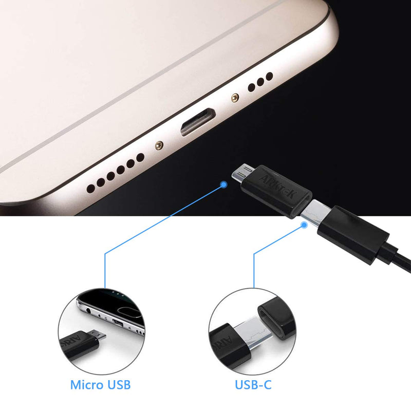 [Australia - AusPower] - ARKTEK USB-C Adapter - USB Type C (Female) to Micro USB (Male) Sync and Charging Adapter for Digital Camera Power Bank Galaxy S7 S7 Edge and More (Pack of 2) 