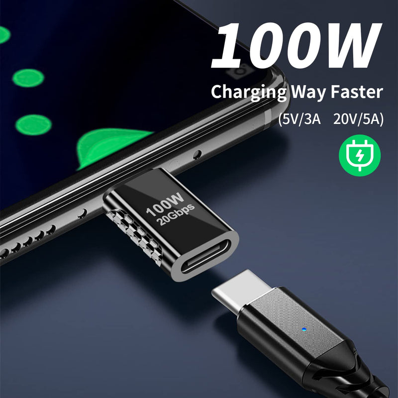 [Australia - AusPower] - Duttek USB C Adapter 20Gbps, USB C Extension Adapter Male to Female, USB C Extender Adapter Support PD 100W Charge & Data Transfer for MacBook Pro, Laptop and USB-C Devices (2 Pack) USB C male to female adapter 20Gbps 