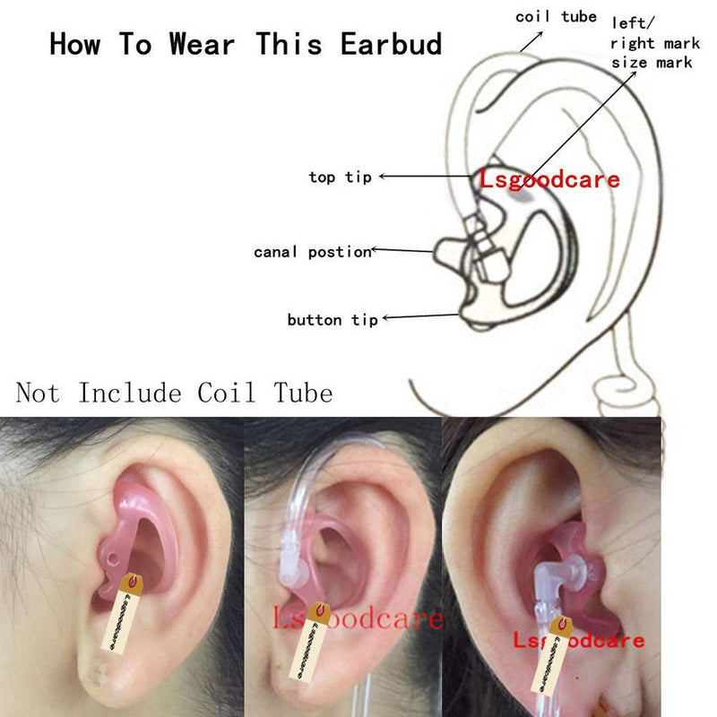 [Australia - AusPower] - Radio Ear Mold Ear Bud Pink Small, Lsgoodcare Earmold Earbuds Replacement Left Right Ear for 2 Way Radio Acoustic Coil Tube Earpiece, Insert Earmould Soft Walkie Talkie Ear Pieces, 3 Pairs 