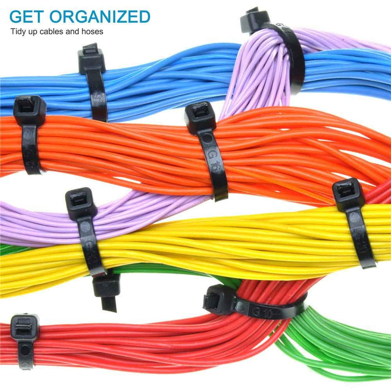 [Australia - AusPower] - HMROPE 100pcs Cable Zip Ties Heavy Duty 12 Inch, Premium Plastic Wire Ties with 50 Pounds Tensile Strength, Self-Locking Black Nylon Zip Ties for Indoor and Outdoor 