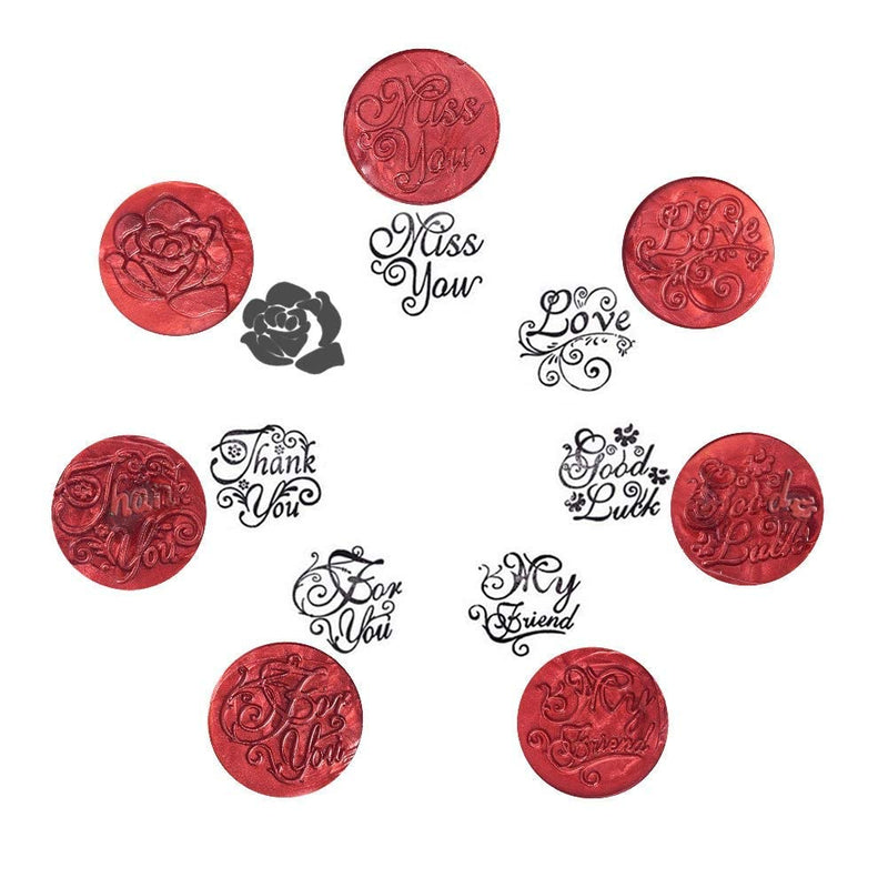 [Australia - AusPower] - PH PandaHall Wax Seal Stamp Set with 7 Piece Sealing Wax Stamp Brass Heads and 1 Pieces Wooden Hilt Handle for Christmas Valentine's Day, Mother's Day, Thanksgiving Envelopes, Invitations, Packages 7PCS Wax Seal Stamp 