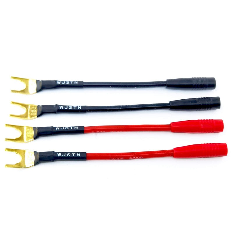 [Australia - AusPower] - WJSTN Spade Plug to Female Banana Jack Adapter Cable, 4mm Banana Jack Female to Fork Spades Cable 4 Pack (3inch) 3inch 