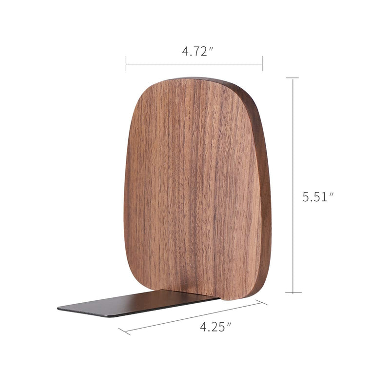 [Australia - AusPower] - Muso Wood Bookends Support for Shelves,Decorative Book Ends for Heavy Books/Office Files/Magazine 5.51” x 4.72” x 4.25”(Walnut Wood) Walnut 