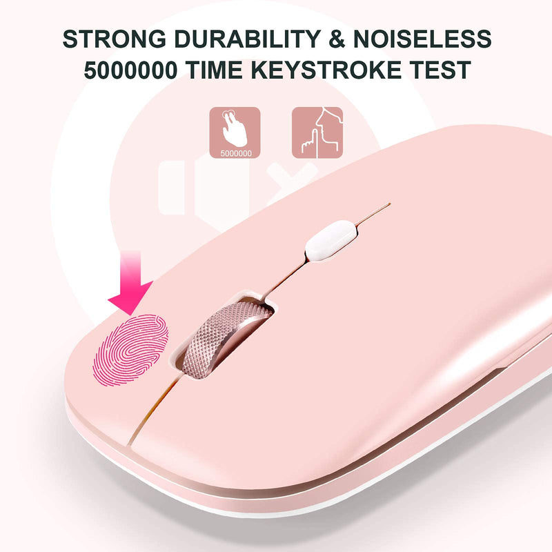 [Australia - AusPower] - Wireless Mouse, PINKCAT 2.4G Slim Silent Cordless Mouse with USB Receiver, 3 Adjustable DPI Portable Optical Wireless Computer Mice for Laptop, PC, Notebook, Computer, Deskbtop, MacBook - (Pink) pink 