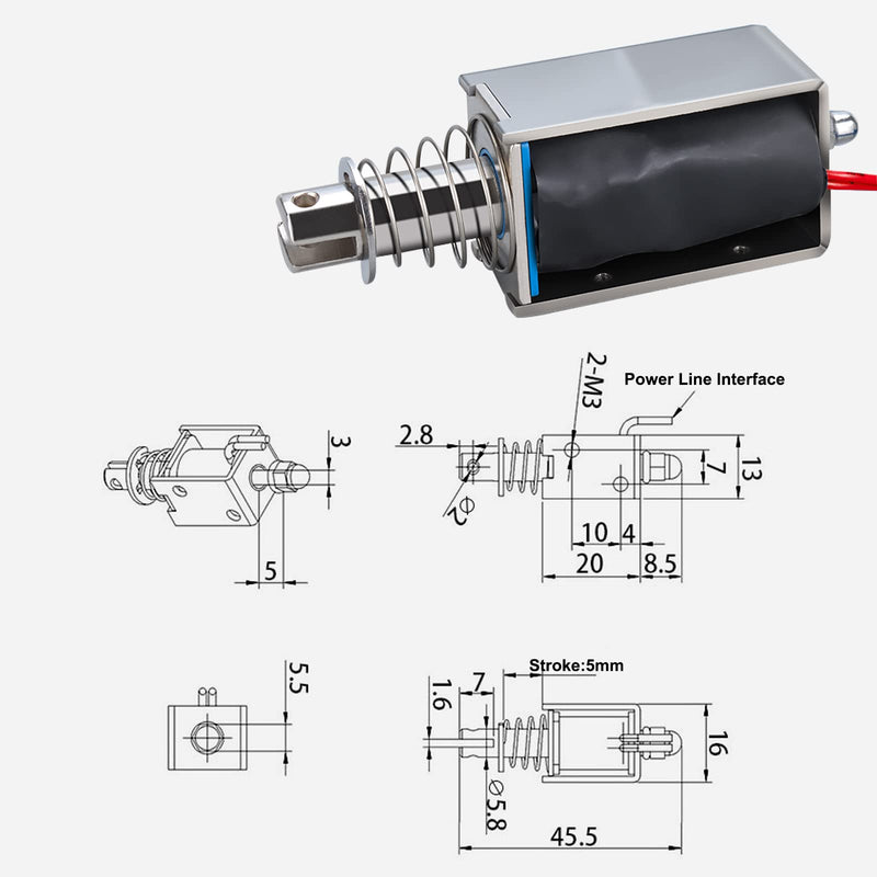 [Australia - AusPower] - 12V DC Solenoid Pull Push Electronic Actuator (DC12V-600mA-5N) DC12V-600mA-5N 