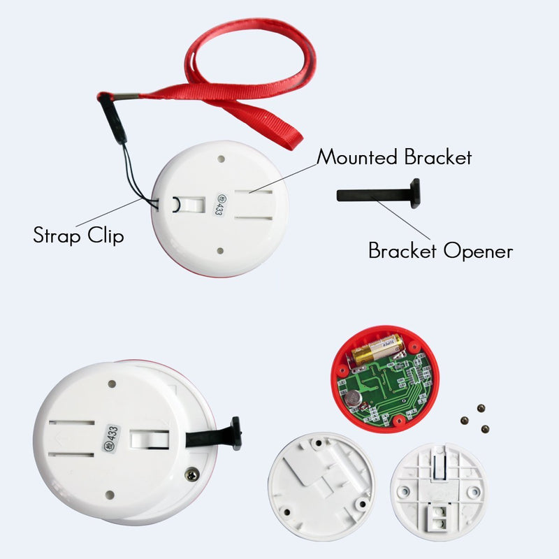[Australia - AusPower] - CallToU Wireless Call Buttons for Caregiver Pager and Restaurant Calling Pager Waterproof 500+ Feet Operating Range for Elderly/Patient/Disable（Need to Be Paired with Receiver to Work） 2 Portable/Fixed Call Buttons 