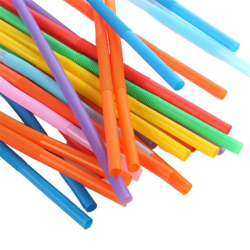 [Australia - AusPower] - 200Pcs 10.3 Inch Colorful Flexible Drinking Straws,Individual Package Disposable Plastic Straws,Extra Long Flexible Party Fancy Straws. Multicolor 